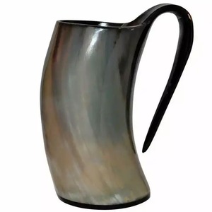 Mug en corne naturelle avec base en bois, design moderne, mug à café, boisson, fête, mug à bière inspiré des Vikings - Product Image 5