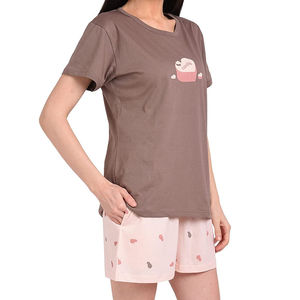 Dernier été femmes décontracté à manches courtes Slim Fit T-Shirt ensemble court Logo personnalisé OEM Service grande taille personnalisé coton solide - Product Image 3