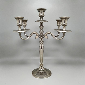 Décoration de table, chandelier à 5 bras en argent, taille personnalisée, porte-bougie, support à bougie, décorations pour mariages et événements - Product Image 2
