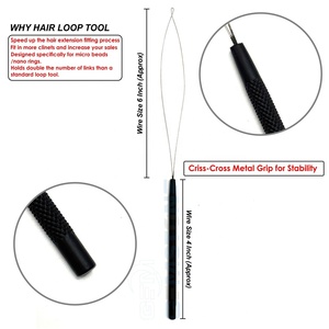 Matt Black Hair <b>Extension</b> Loop Tool Set Stainless Steel Pulling Needle with Anti-Slip Handle for Micro Ring & <b>Bead</b> <b>Extensions</b> - Product Image 5