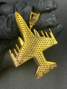 Colgante de Aviación Hip Hop Iced Out con Diseño de Avión a Reacción y Moissanita, Chapado en Oro, Joyería para Raperos, Plata 925, Joyería Fina, Colgantes y Dijes - Product Image 6