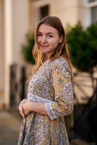 Robe bohème Mimosa, robe en coton imprimée à la main, jaune, blanc, gris, tenue décontractée d'été - Product Image 2