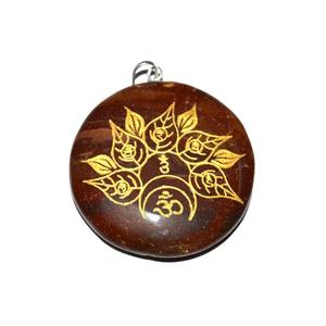 Pendentif de collection artistique en pierre naturelle d'agate sculptée et gravée, style Feng Shui, ensemble des sept chakras, avec cordon en cuir - Product Image 2
