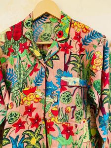 Conjunto de ropa de dormir de algodón de tres piezas para mujer, pantalones largos de primavera y verano con mangas completas, ropa de dormir informal estampada para mujer - Product Image 4