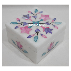 Rectangle Shape White Marble Inlay Mother Of Pearl Jewellery <b>Box</b> <b>Mix</b> Color Handmade Unique Design Best Quality Used Home Decor - Product Image 1