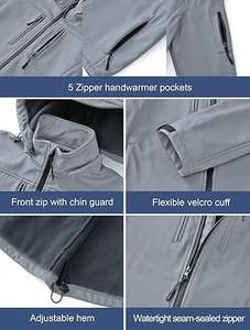 Deportes al aire libre Transpirable Hombres Forro polar Softshell Chaqueta Invierno Abrigo repelente al agua con capucha extraíble Chaqueta para hombre - Product Image 6