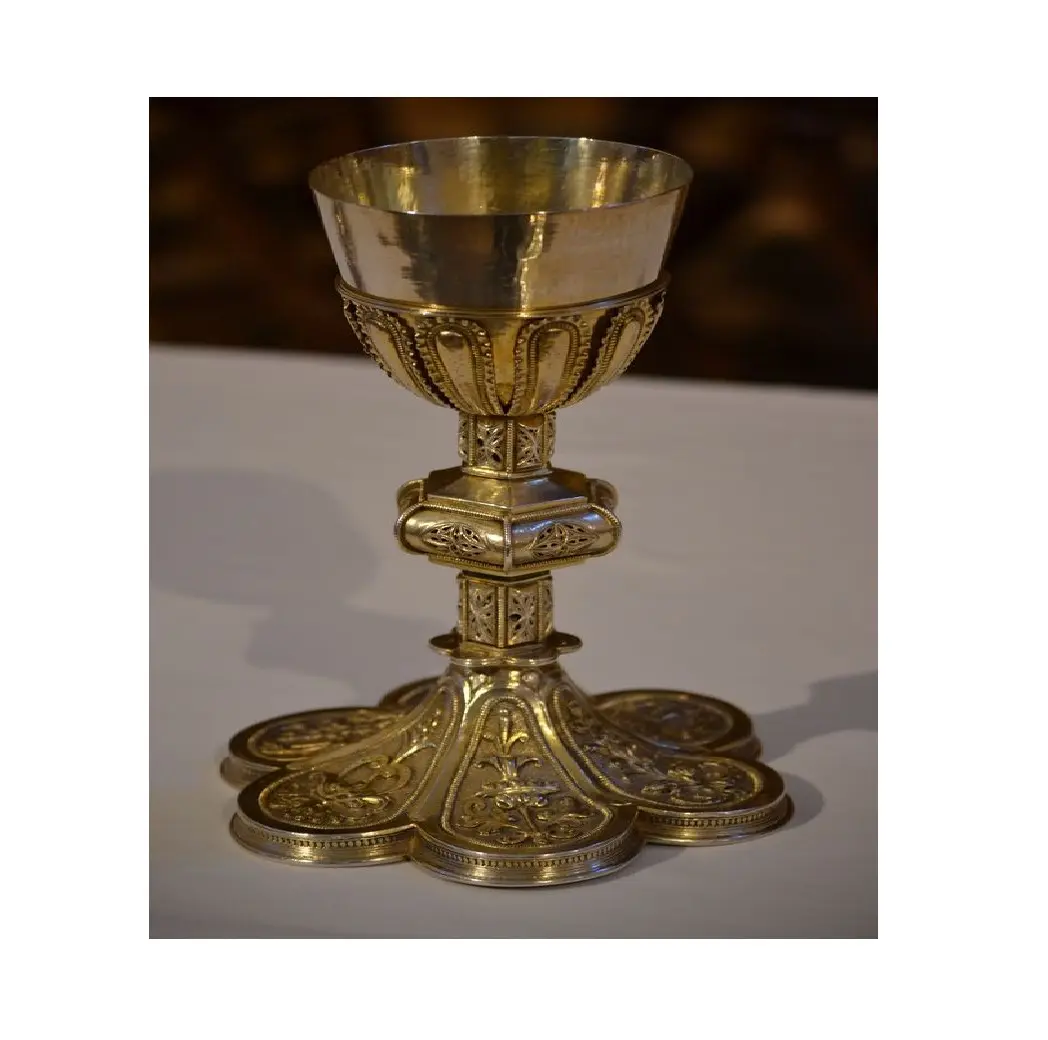 Настольная чаша с цветочной основой и латунным патеном под заказ, роскошная церковная чаша высокого качества, Религиозные принадлежности