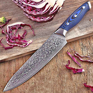 Couteau de chef professionnel japonais à haute teneur en carbone, lame ultra tranchante en acier Damas, service OEM ODM personnalisé en gros - Product Image 6