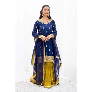 Diseñador paquistaní 2023 tela de boda colección Eid gasa tradicional Salwar Kameez traje de seda y rayón elegante - Product Image 4