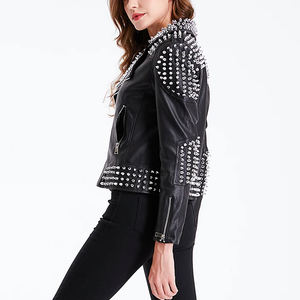 Precios bajos, ropa informal de talla grande, chaqueta con tachuelas de cuero de moda genuina/chaqueta con tachuelas transpirable hecha a medida de diferentes colores - Product Image 3