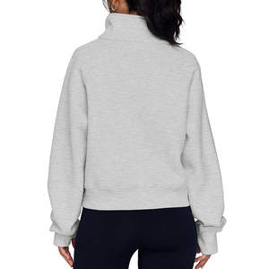 Sweat-shirt surdimensionné à fermeture éclair sur le devant pour femmes, col montant imprimé, style décontracté, fabriqué en Chine, en molleton de coton mélangé pour l'hiver, 1/4 - Product Image 2