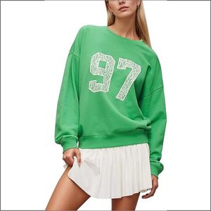 Sudadera de cuello redondo de forro polar para mujer, bordada a medida, con diseño en relieve y estampado puff, 100% algodón, corte oversize, impermeable - Product Image 2