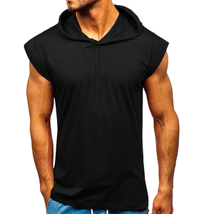 Latest Stylish <b>Black</b> Hooded Tank Top Yoga Singlet <b>Vest</b> Cotton Gym <b>Vest</b> Bodybuilding Ribbed Tank Top Stretch Fitness Tank Top Men - Product Image 1