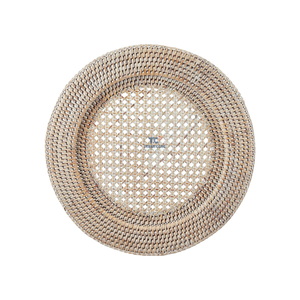 Sous-verre rond en rotin blanc naturel et écologique Assiettes de présentation en rotin durable fabriquées à la main écologiques - Product Image 2