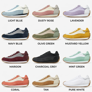 Sneakers Casual <span class=keywords><strong>Bianche</strong></span> e Blu in Camoscio con Lacci per <span class=keywords><strong>Donna</strong></span>, Suola Waffle Ammortizzata, Comode e Traspiranti, <span class=keywords><strong>Scarpe</strong></span> da Jogging all'Ingrosso - Product Image 2