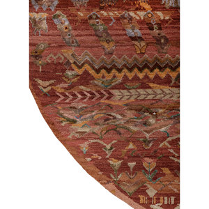 Manchaha Geometric Pattern Hand Knotted Wool & Bamboo <b>Silk</b> Rug <b>Red</b> & Orange-For Home Use Les-2715 - Product Image 4