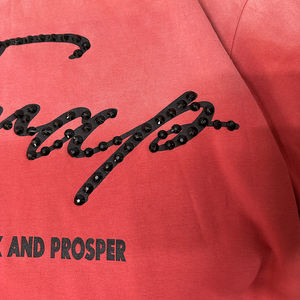 เสื้อยืดคุณภาพสูง ล้างแบบวินเทจ สำหรับผู้ชาย สั่งทำได้ แบบยูนิเซ็กซ์ ทรงโอเวอร์ไซส์ หรูหรา สีซีดแบบโดนแดด ประดับคริสตัล - Product Image 3