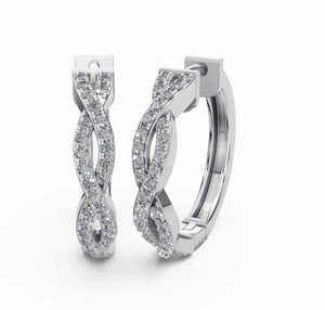 Boucles d'oreilles créoles en diamant de laboratoire taille ronde, or blanc 14 carats, VVS2, couleur E, certifiées pour mariage féminin - Product Image 2