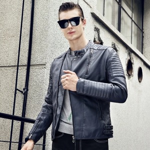 Automne hiver hommes High Street Style veste en cuir épais velours Faux Biker moto manteau avec chaleur toile vêtements d'extérieur - Product Image 6