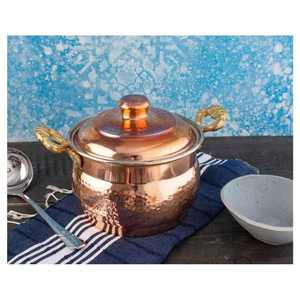 Pot de service en cuivre de vente chaude chauffe-plats de service de buffet écologique avec ensemble d'ustensiles sans danger pour la cuisine fabriqué en Inde - Product Image 1