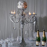 Candélabre de luxe moderne à 5 bras, en verre noir métallisé décoré, style art unique, avec bougeoirs, pour centre de table de mariage