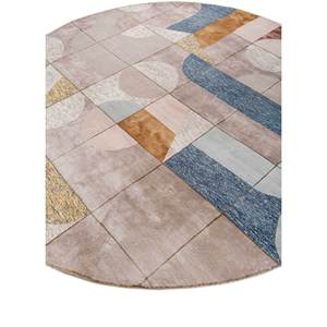 พรมขนสัตว์และไหมไผ่ถักมือสีเบจและสีน้ำตาล ลายแบบนามธรรมแนวคิดความโกลาหล สำหรับตกแต่งบ้าน ห้องนั่งเล่น ทางเดิน-Eskn-1001 - Product Image 2