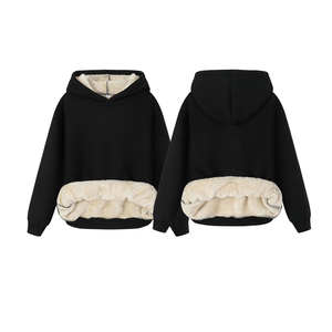 Sudaderas con capucha extragrandes de lana para mujer con logotipo personalizado y bolsillos - Product Image 1