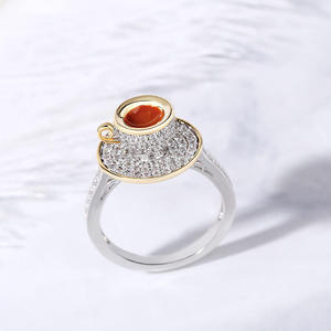 แหวนแฟชั่นเงินสเตอร์ลิงรูปถ้วยกาแฟยามบ่ายแสนโรแมนติกจากเจลิยา - Product Image 5