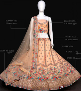 Fabzone ชุดแต่งกายสำหรับสตรีแบบตาข่ายพรีเมียม lehenga choli สำหรับผู้หญิงที่มีงานปักและงานหิน - Product Image 2