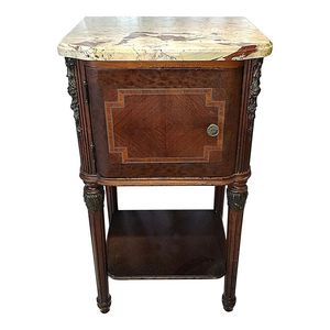 Chevet élégant de style français en acajou fait à la main avec rangement, sculptures ornées personnalisables, panneau incrusté, hôtel classique - Product Image 1