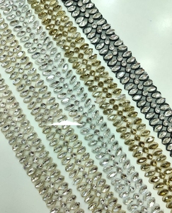 custom made in leaf shaped stone work machine embroidered <b>laces</b> in various designs and colours for exclusive wedding dresses - Product Image 6