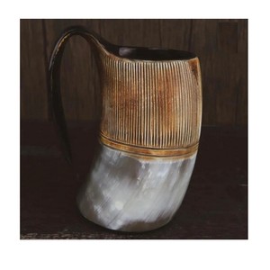 Taza de cuerno vikingo para beber, taza de cuerno de jarra hecha a mano Natural completamente acabada para el hogar y la Oficina en SCI - Product Image 5