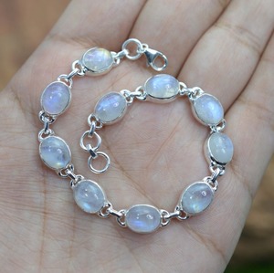 925 Sterling <b>Silver</b> Tennis Bracelet <b>Women</b> Moonstone Gemstone Trendy Handmade Gift - Product Image 4