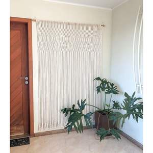 Magnifique rideau mural bohème en macramé avec pompons pour la décoration intérieure scandinave, rideau suspendu et vase mural - Product Image 1