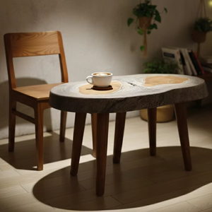 Mesa de Centro de Madera de Teca Maciza Orgánica Moderna SOLOBEAT, Muebles de Madera Natural Hechos a Mano para Sala de Estar - Product Image 1