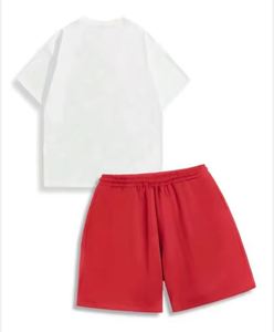 Conjunto de Verano para Hombre, Informal, Transpirable, de Tela de Rizo, de Secado Rápido, de 2 Piezas, con Camiseta de Manga Corta, Diseño Sólido, 100% Algodón - Product Image 5
