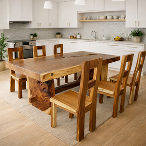 Juego de Comedor Dhifa de Madera de Suar Natural de la Mejor Calidad, Mesa Grande Hecha a Mano con 6 Sillas de Respaldo Alto para Uso Comercial y Residencial - Product Image 2