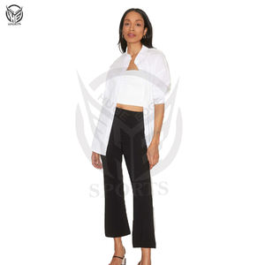 Pantalons évasés Design populaire Taille haute Jambes larges Poches personnalisées Vêtements de mode Pantalons évasés pour femmes - Product Image 1