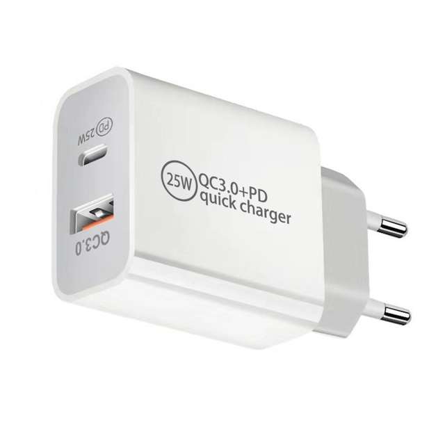 25W USB-C Charger, 2 Port PD 3.0 Type-C Fast Charger for iPhone 16/15 Dual Port USB C Adapter Wall Charger