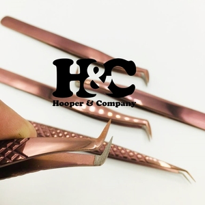 Venta al por mayor pinzas para extensión de pestañas pinzas de acero inoxidable de oro rosa pinzas para extensión de pestañas de visón sostenibles oferta de logotipo - Product Image 6