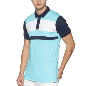 Polos en coton de couleur bleu clair pour hommes vente en gros de t-shirts à manches courtes revers polos d'affaires à vendre