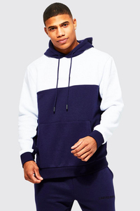 Transpirable 100% algodón Color Block Primavera Impresión personalizada Secado rápido 2 piezas Kangaroo Pocket Hoodie Jogger Set Hombres Chándal - Product Image 3