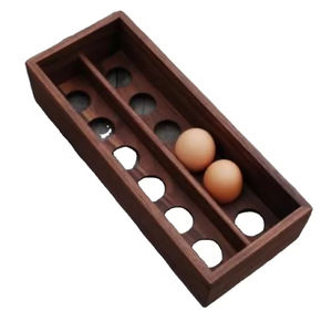 Soporte de madera para huevos para el hogar y la cocina Bandeja de madera de acacia para huevos Aspecto elegante Utensilios de cocina de forma ovalada de color natural - Product Image 3