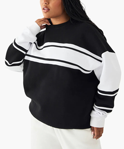 Service OEM – Sweat à capuche pull-over col rond grande taille pour femme, personnalisé avec broderie et impression frontale, effet délavé, en polaire polyester/coton pour l'hiver - Product Image 5