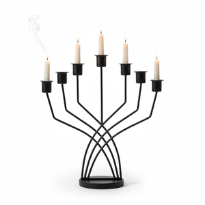 ที่วางเทียนหอมอลูมิเนียม7แขนตกแต่งแบบพกพาทำด้วยมือสุดหรูที่วางแก้วคริสต์มาสสีทอง - Product Image 1