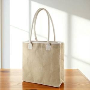 Bolso de mano de yute biodegradable personalizado EcoVibrance, bolso de compras de hombro reutilizable a la moda con cremallera sostenible para mujer, promocional - Product Image 4