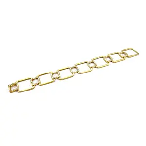 Gold Plating Rectangular Link Bracelet with Pearl Zircon Diamond Number Pattern <b>Chain</b> Jewelry for Anniversaries and Parties - Product Image 3