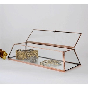 Clear <b>Glass</b> & Crystal Rectangular Jewelry Box with Lid Modern Design Customizable Size for Earring <b>Bangles</b> Necklace Storage - Product Image 2