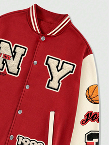 High Quality Varsity Jacket Men Customized Chenille Embroidery Leather Sleeves Custom Baseball Letterman Varsity Jacket - Product Image 5