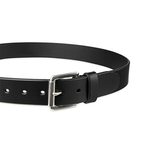 Ceinture carrée en cuir de vachette pour homme, tendance vintage, effet embossé et délavé, motif uni, avec boucle ardillon en cuivre, design en cuir pleine fleur - Product Image 3
